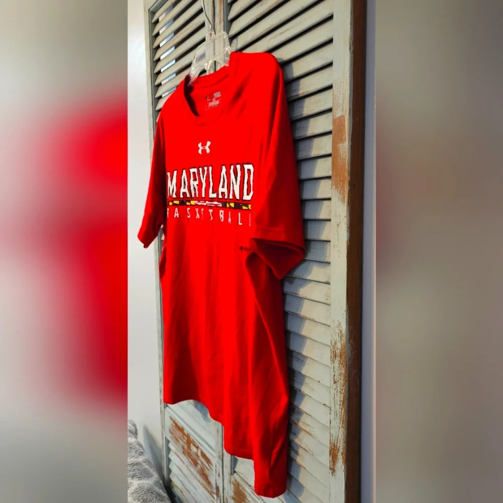 UNDER ARMOUR MARYLAND BASKETBALL SHIRT Mens Medium Red Loose Short Sleeve Tee - Picture 3 of 6